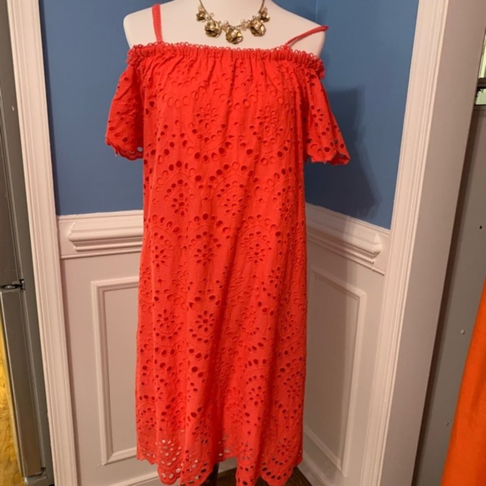 Hope & Harlow Off-Shoulder Provence Eyelet Dress